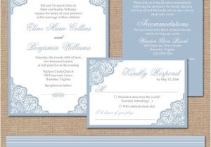 Wedding Invitation Template Blue Light Blue Wedding Invitations Printable Lace Wedding