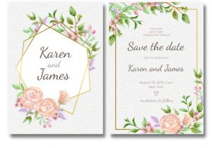 Wedding Invitation Template Envato Floral Wedding Invitation Template with Golden Frame