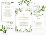 Wedding Invitation Template HTML5 Greenery Wedding Invitation Template Green and Gold Etsy