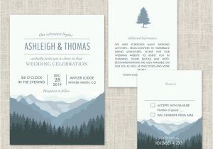 Wedding Invitation Template Mountain Mountain Wedding Invitation Printable forest Wedding