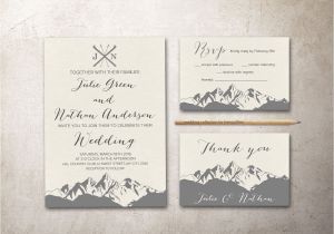 Wedding Invitation Template Mountain Mountain Wedding Invitation Printable Winter Wedding