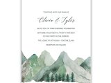 Wedding Invitation Template Mountain Mountain Wedding Invitation Watercolor Mountain Template