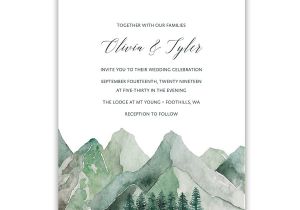 Wedding Invitation Template Mountain Mountain Wedding Invitation Watercolor Mountain Template