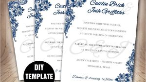 Wedding Invitation Template Navy Blue Navy Blue Wedding Invitation Template Diy Instant Download