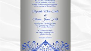 Wedding Invitation Template Royal Blue and Silver Royal Blue and Silver Wedding Invitation Template Diy Silver