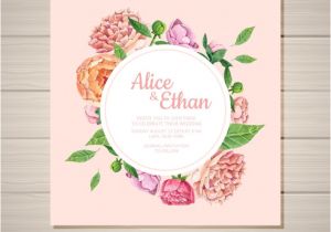 Wedding Invitation Template Square Square Wedding Invitation Template with Peony Flowers