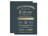 Welcome Party Wedding Invitation Wording Gold Laurels Slate Wedding Welcome Party Invite Zazzle