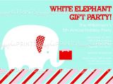 White Elephant Christmas Party Invitations Templates White Elephant Printable Holiday Party Invitation Dimple