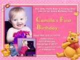Winnie the Pooh Invites 1st Birthday Winnie the Pooh First Birthday Invitation Pink 1 or 2
