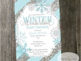 Winter Wonderland Baby Shower Invitation Wording Winter Wonderland Baby Shower Invitation Snowflakes Blue