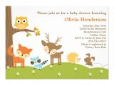 Woodland Animal themed Baby Shower Invitations Cute Woodland Animal Invitations 5" X 7" Invitation Card