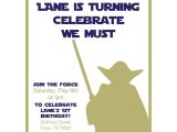 Yoda Birthday Invitations Starwars First Birthday Party Invitation