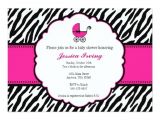 Zebra Print Baby Shower Invites Hot Pink and Zebra Print Baby Shower Invitation